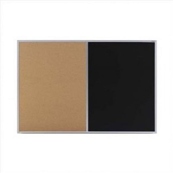 Aarco Products DCO4872B Convenient Combination Board Chalkboard Aluminum Frame - Black