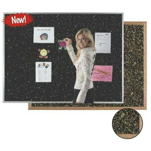 Aarco Products DRC2436BLK Aluminum Frame Black Rubber Cork Bulletin Board- 24 x 36 in.