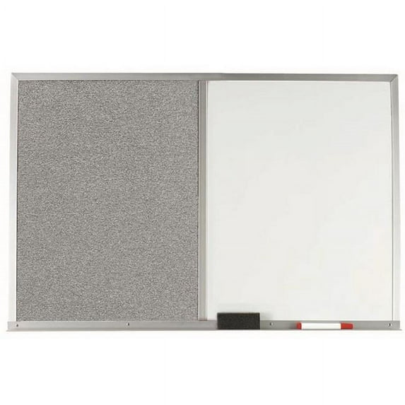 Aarco Products FDCO1824G Aluminum Frame Combination Grey Fabric Tack Board - 18 H x 24 W in.