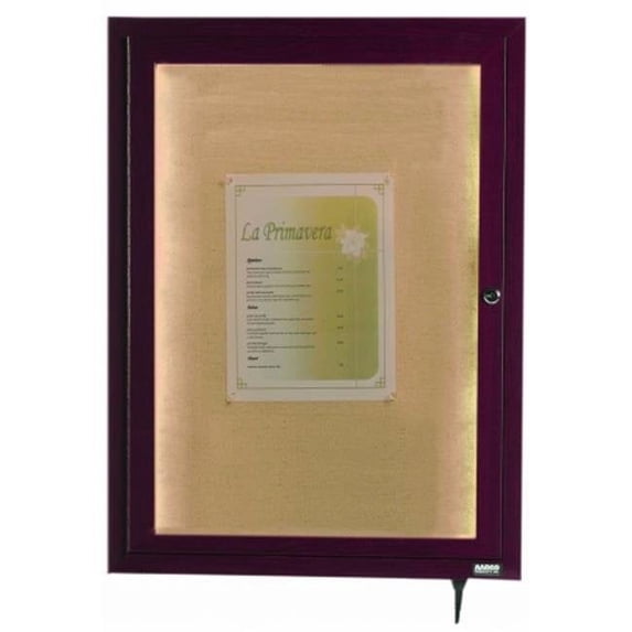 Aarco Products Inc. LWL2418C Indoor/Outdoor LED Lighted Display Case with Cherry Wood-Look Finish. Posting Surface is Neutral Burlap Weave Vinyl. 24 in.Hx18 in.W. One Door.