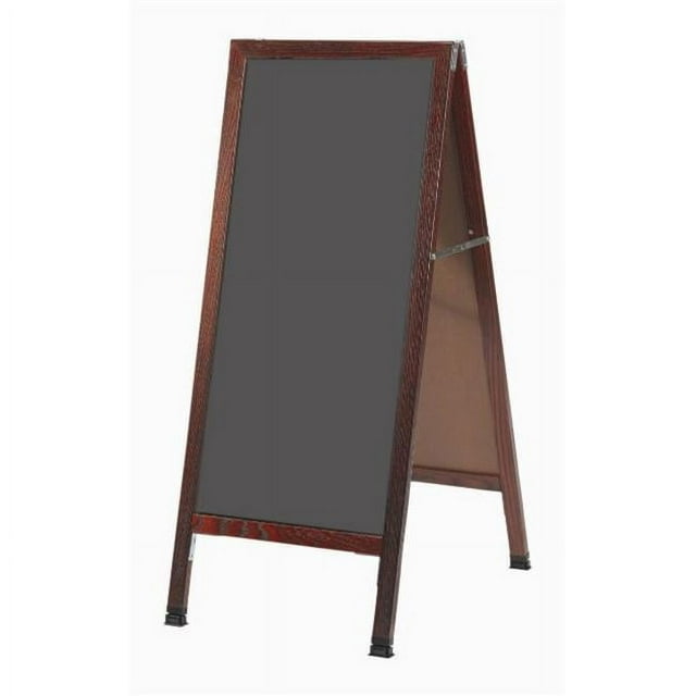 Aarco Products  Inc. MA-35SS A-Frame Sidewalk Board Features a Slate Colored Porcelain Chalkboard and Solid Red Oak Frame with Cherry Stain. Size 42 in.Hx18 in.W