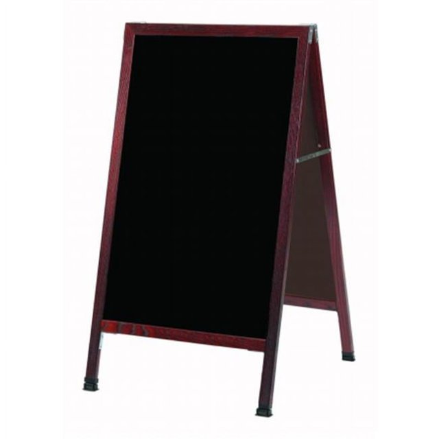 Aarco Products  Inc. MA-5SB A-Frame Sidewalk Board Features a Black Porcelain Markerboard and Solid Red Oak Frame with Cherry Stain. Size 42 in.Hx24 in.W