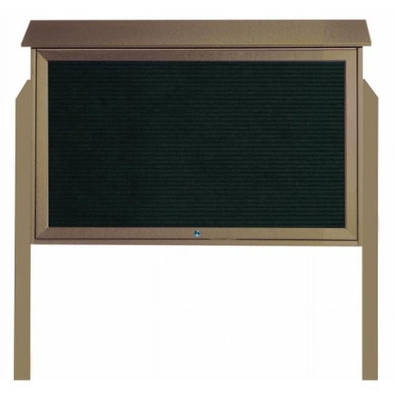 Aarco Products Inc. PLD3045TLDPP-8 Weathered Wood Top Hinged Single Door Plastic Lumber Message Center with Letter Board - Posts Included - 30 in.H x 45 in.W