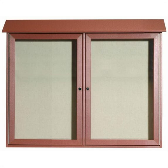 Aarco Products  Inc. PLD3645-2-5 Cedar Two Door Hinged Door Plastic Lumber Message Center with Vinyl Posting Surface 36 in.H x 45 in.W