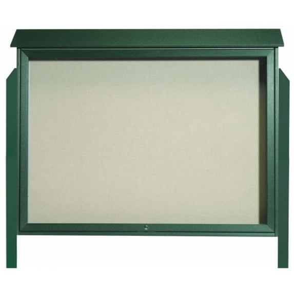 Aarco Products Inc. PLD4052TDPP-4 Green Top Hinged Single Door Plastic Lumber Message Center with Vinyl Posting Surface - Posts Included - 40 in.H x 52 in.W