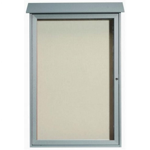 Aarco Products Inc. PLD4832-2 Light Grey Single Hinged Door Plastic Lumber Message Center with Vinyl Posting Surface 48 in.H x 32 in.W