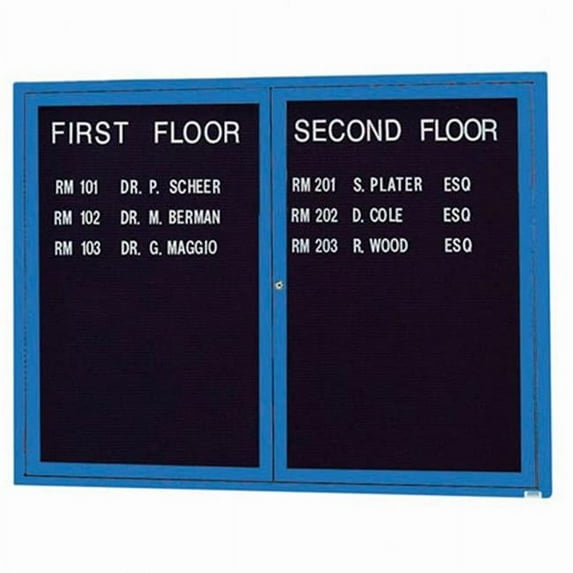 Aarco Products OADC3648B 36 in. H x 48 in. W 2-Door Outdoor Enclosed Directory Board - Blue