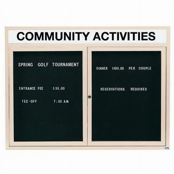 Aarco Products OADC3648HIV 36 in. H x 48 in. W 2-Door Outdoor Enclosed Directory Board with Header - Ivory
