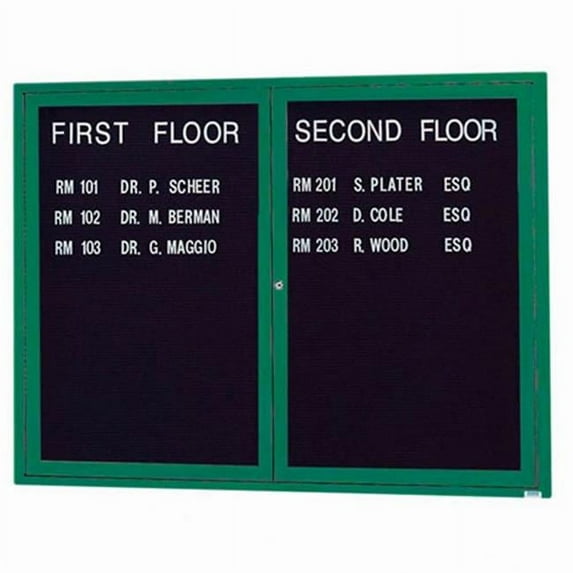 Aarco Products OADC3648IG 36 in. H x 48 in. W 2-Door Illuminated Outdoor Enclosed Directory Board - Green