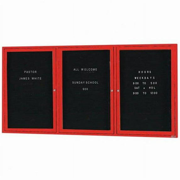 Aarco Products OADC3672-3R 3-Door Outdoor Enclosed Directory Cabinet - Red