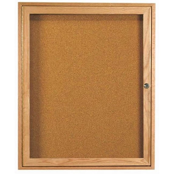 Aarco Products OBC3630R 1-Door Enclosed Bulletin Board - Oak