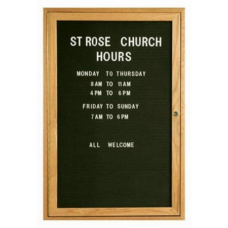 Aarco Products ODC3624 1-Door Enclosed Changeable Letter Board - Oak