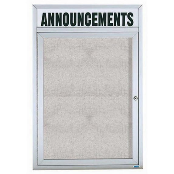 Aarco Products ODCC2418RH 1-Door Outdoor Enclosed Bulletin Board with Header - Clear Satin Anodized