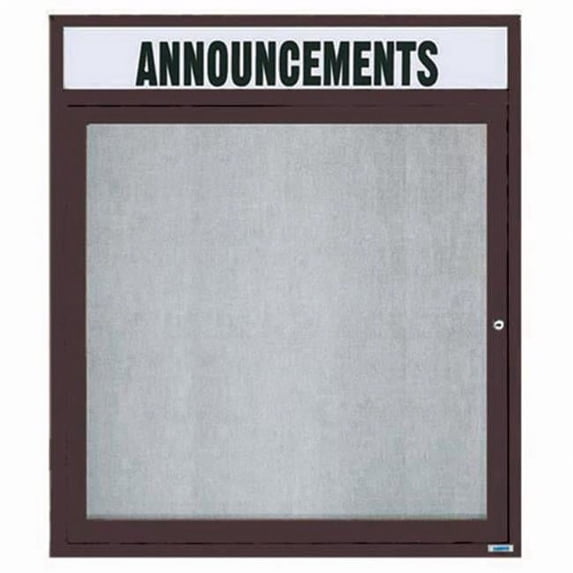 Aarco Products ODCC3630RHBA 1-Door Enclosed Outdoor Bulletin Board with Header - Bronze Anodized