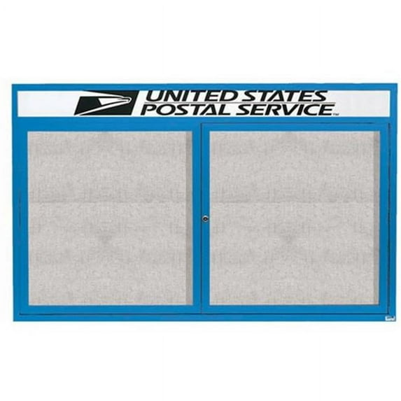 Aarco Products ODCC3660RHIB Illuminated Outdoor Enclosed Bulletin Board with Header - Blue