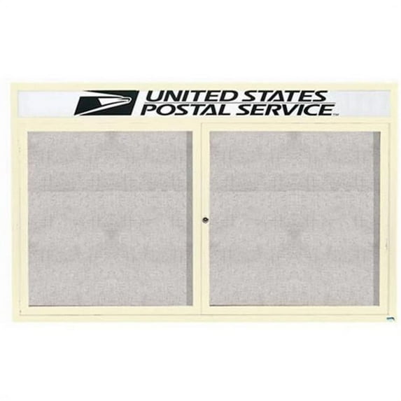 Aarco Products ODCC4872RHIIV Illuminated Outdoor Enclosed Bulletin Board with Header - Ivory