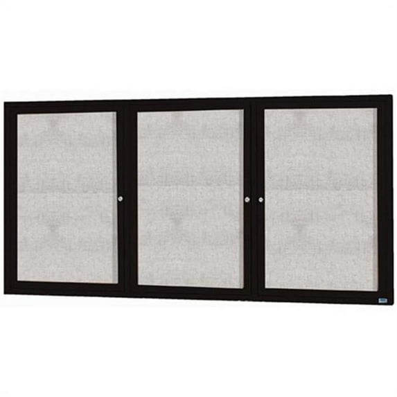 Aarco Products ODCC4896-3RIBK 3-Door Illuminated Outdoor Enclosed Bulletin Board Aluminum Frame - Black