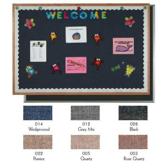 Aarco Products OF3648014 Desinger Fabric Bulletin Board Oak Frame - Wedgewood