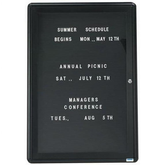 Aarco Products RAD3624BU 1-Door Design Enclosed Letter Board - Graphite