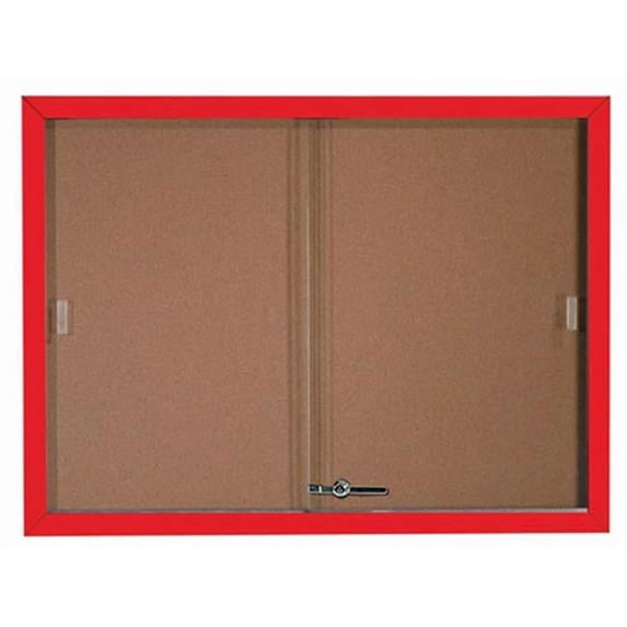 Aarco Products SBC3648R Enclosed Bulletin Board Cork with Aluminum Frame - Red