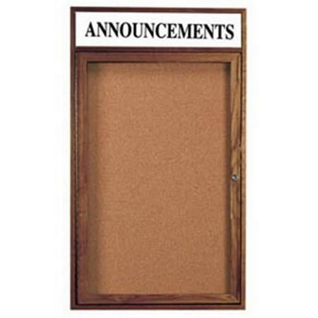 Aarco Products WBC4836RH 36 in. W x 48 in. H Enclosed Bulletin Board with Header - Walnut