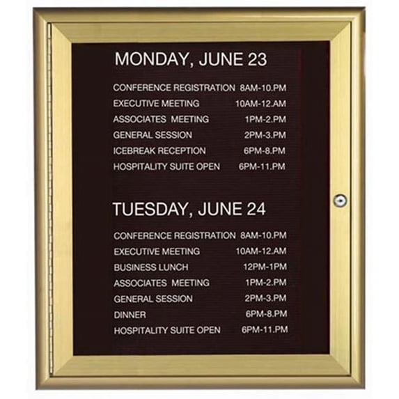 Aarco Products WFD3630G Waterfall Series Enclosed Bulletin Board - Gold