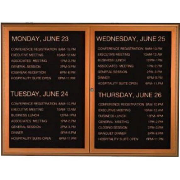 Aarco Products WFD3648LB Enclosed Directory Board Gold Frame