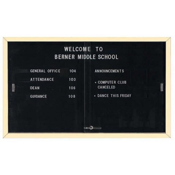Aarco SDC3660IV Enclosed Bulletin Board Letter Panel Aluminum Frame - Ivory