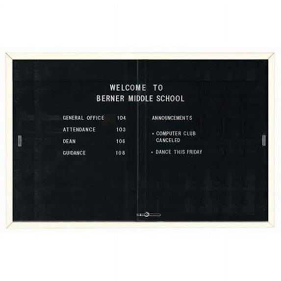 Aarco SDC4872W Enclosed Bulletin Board Letter Panel Aluminum Frame - White