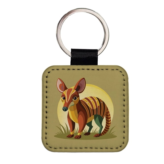 Aardvark Animal Faux Leather Square Keychain