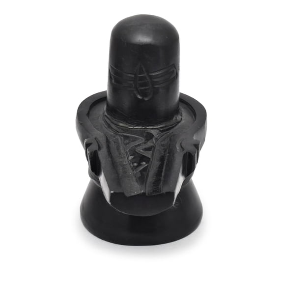 AargKraft Big Size Black Marble Shiva Lingam Stone Shiv Ling Mahadev Idol Murti Statue Moorti for Home Temple and Pooja Height - 4.8" Inch