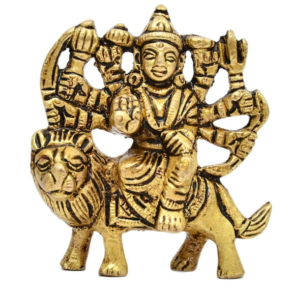 AargKraft Brass Maa Durga/MATA Rani Jagdamba Idol, Statue, moorti, murti for Home Mandir and Home Decor Height 2.3" Inch
