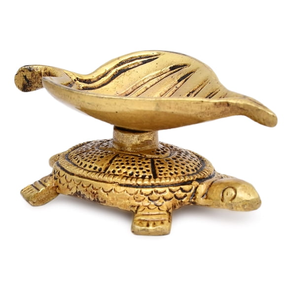 AargKraft Handcrafted Brass Turtle with Diya | Brass Tortoise Diya - Elegant Home Decor and Festive Celebrations
