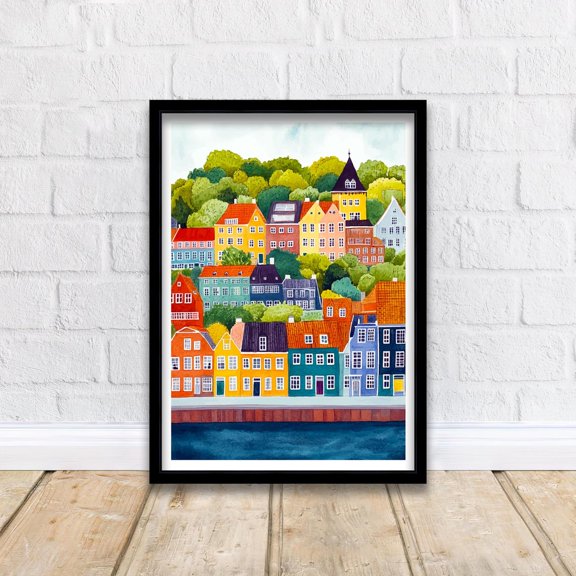 Aarhus Denmark Travel Poster Wall Decor Wall Art Aarhus Landscape Wall Hanging Home Décor Danish City Gift Art Lovers Scenic Print, Poster Only