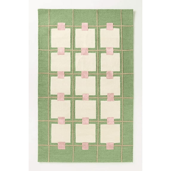 Aarish Rugs Handcraft Greer Hand-Tufted Wool-Viscose Blend Area Rug for Living Room, Bedroom Any Room (Color:-Green, Size:-6 x 9 ft)