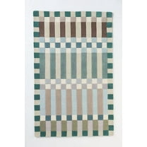Aarish Rugs Handcrafted Hoxton Wool Hand Tufted Checkered Area Rug for Living Room, Bedroom Any Room (Color:-Blue Green, Size:-12 x 15 ft)
