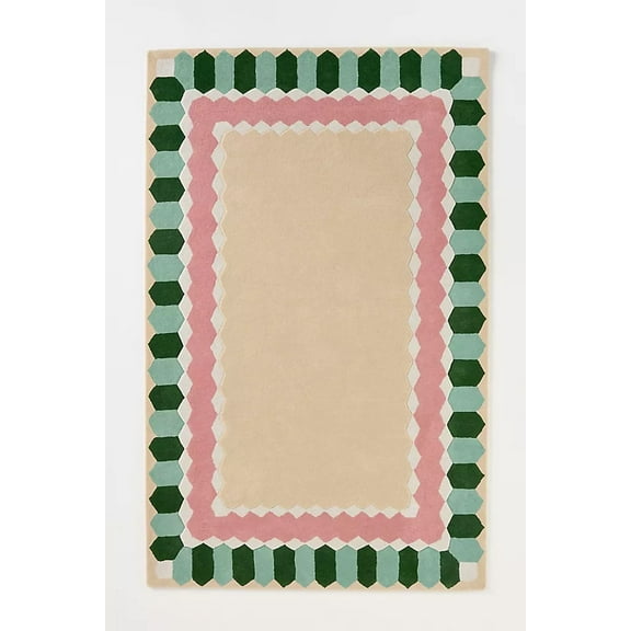 Aarish Rugs Handcrafted Wool Hand Tufted Ryleigh Area Rug for Living Room, Bedroom Any Room (Color:-Green, Size:-6 x 9 ft)