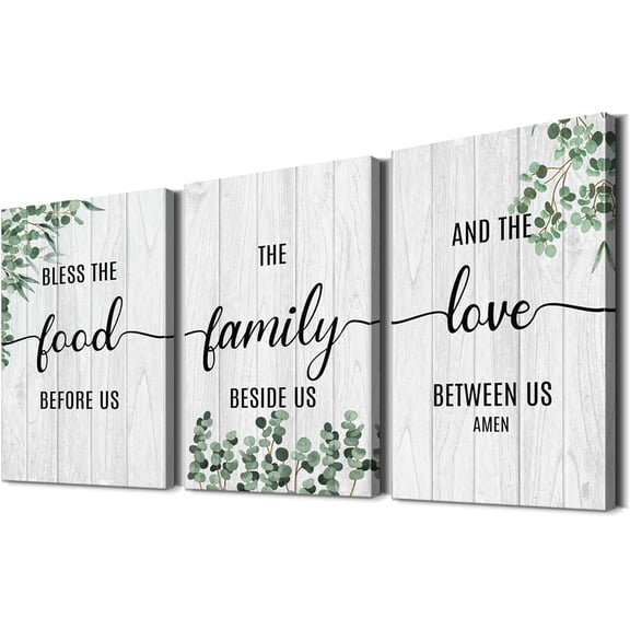 Aaroca 3 Piece Family Wall Art Bless the Food Before us Wall Decor Kitchen Wall Decor Dining Room Wall Decor Farmhouse Blessed Wall Decor Kitchen Wall Art Family Decor for Dining Room Decor