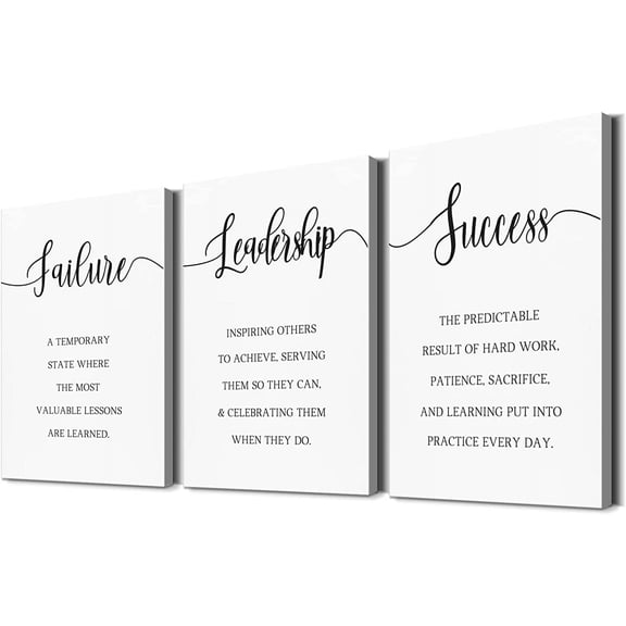Aaroca 3 Piece Motivational Wall Art Motivational Poster Failure Leadership Success Inspirational Wall Decor Inspirational Quotes Wall Art Wall Quotes Office Wall Art for Office Decor