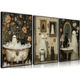 Aaroca 3Pcs Halloween Ghosts Canvas Wall Art Ghost on ToiletBlack Cat ...