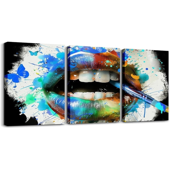 Aaroca 3Pcs Watercolor Tooth Canvas Wall Art Tooth Decoration Dentist Wall Art Tooth Teeth Anatomical Dental Wall Art Graffiti Tie Dye Butterfly Decorations Poster Artwork