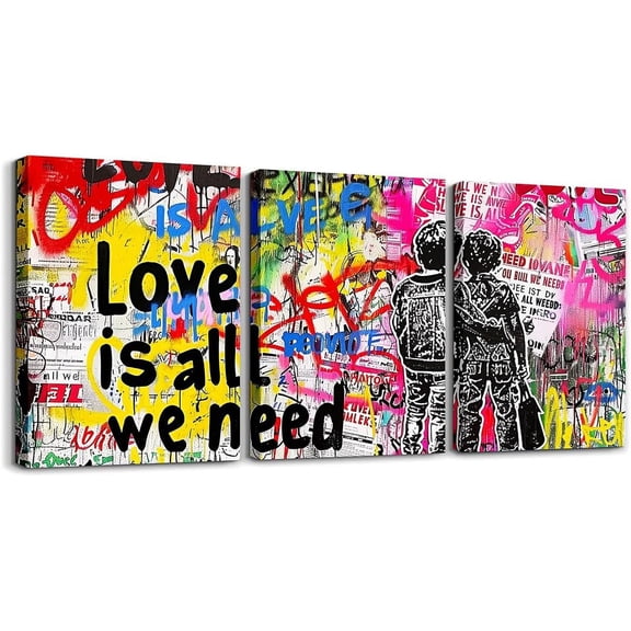 Aaroca Boys Graffiti Culture Wall Art Hip-Hop Street Style Canvas Wall Art Modern Abstract Wall Decor for Office Dorm, Retro Grunge Hippie Poster Prints Ready To Hang