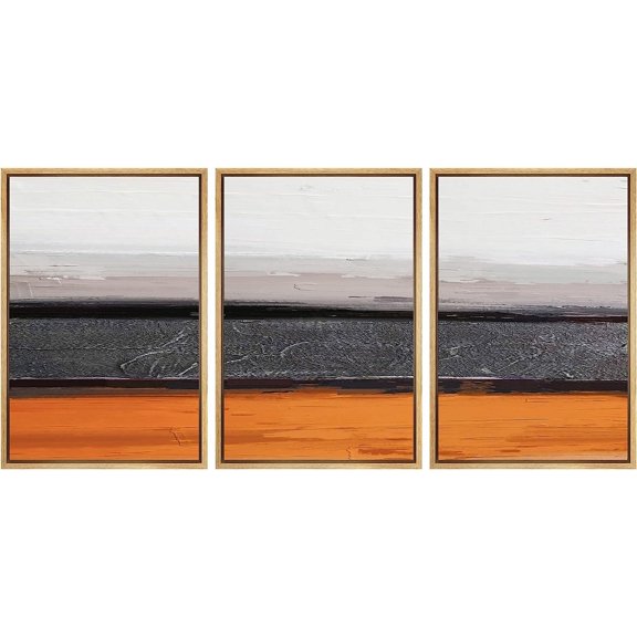 Aaroca Canvas Print Wall Art Set Pastel Orange Black Minimal Landscape Nature Abstract Illustrations Modern Art Contemporary Decorative Chic for Living Room, Bedroom, Office