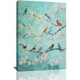 thumbnail image 1 of Aaroca Farmhouse Birds Wall Art Country Birds on Branch Pictures Wall Decor Colorful Birds Print Painting Peach Blossoms Bloom Artwork for Kitchen Bathroom Bedroom Living Room, 1 of 3