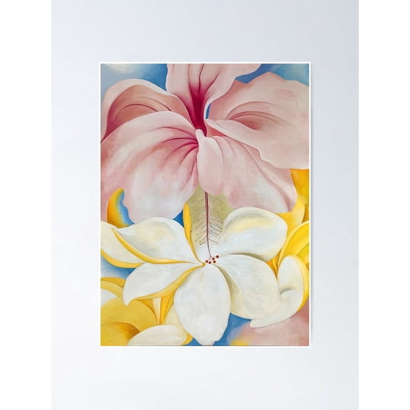 Aaroca Hibiscus with Plumeria by Georgia O'Keeffe Poster Painting Artwork Modern Home Decor Ready To Hang 8"x10"or10"x8",Unframe