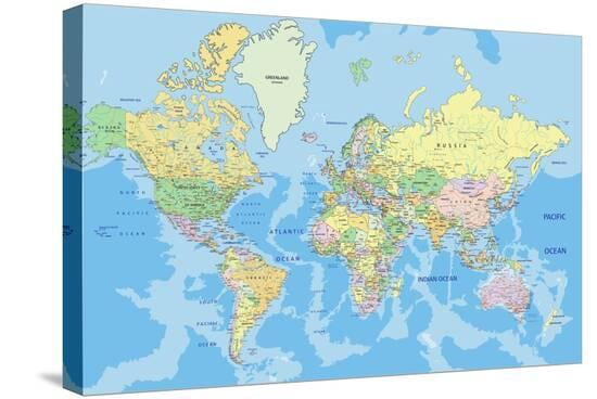 Aaroca Highly Detailed Political World Map with Labeling.Vector ...