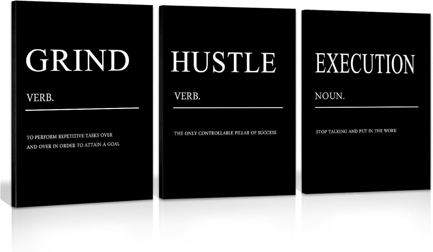 Poster Mural Inspirationnel Hustle Grind Execution - Déco Motivation HappyHome Shop