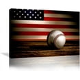 thumbnail image 1 of Aaroca Retro American Flag Baseball Wall Art Canvas Prints Thin Blue Red Line Home Decor Pictures for Living Room Bedroom Painting Unframed Ready to Hang, 1 of 3