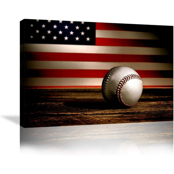 Aaroca Retro American Flag Baseball Wall Art Canvas Prints Thin Blue Red Line Home Decor Pictures for Living Room Bedroom Painting Unframed Ready to Hang