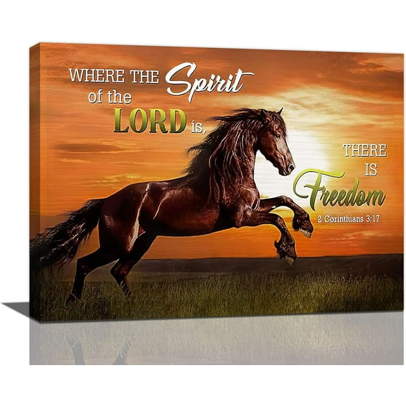 Aaroca Running Horse Wall Art Western Horse Christian Bible Verse Pictures Wall Decor Canvas Prints Unframed Modern Painting Artwork For Kitchen Bathroom Dining Room Living Room Office